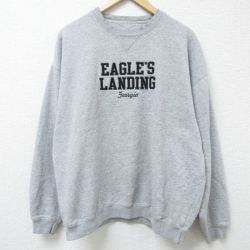 【50%OFF】XL★古着 長袖 スウェット メンズ 00年代 00s EAGLES LANDING 刺繍 大きいサイズ クルーネック グレー 霜降り 25jan10 中古 スエット トレーナー トップス