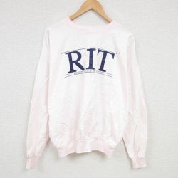 XL★古着 長袖 トップス メンズ 90年代 90s RIT 大きいサイズ コットン クルーネック USA製 薄ピンク 25jan08 中古 スエット トレーナー
