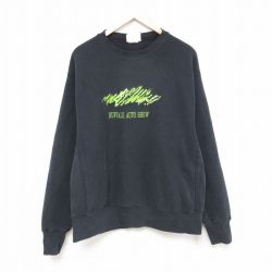【50%OFF】XL★古着 リー Lee 長袖 スウェット メンズ 90年代 90s 刺繍 クルーネック USA製 黒 ブラック 【spe】 25jan15 中古 スエット トレーナー トップス