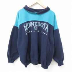 【50%OFF】XL★古着 長袖 スウェット メンズ 00年代 00s ミネソタ ツートンカラー 大きいサイズ 襟付き 紺他 ネイビー 【spe】 25jan15 中古 スエット トレーナー トップス