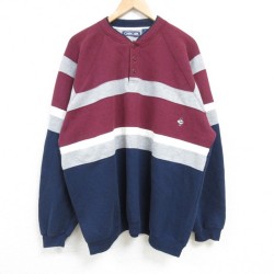 【50%OFF】XL★古着 チェロキー 長袖 スウェット メンズ 90年代 90s マルチカラー ヘンリーネック ラグラン エンジ他 25jan16 中古 スエット トレーナー トップス