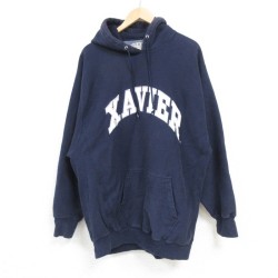 【50%OFF】L★古着 STEAVE＆BARRYS 長袖 スウェット パーカー メンズ XZVIER 紺 ネイビー 25jan18 中古 スエット トレーナー トップス