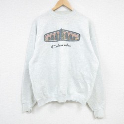 【50%OFF】XL★古着 フルーツオブザルーム 長袖 スウェット メンズ 00年代 00s コロラド 木 クルーネック 薄グレー 霜降り 25jan18 中古 スエット トレーナー トップス