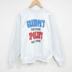 【50%OFF】XL★古着 フルーツオブザルーム 長袖 スウェット メンズ 90年代 90s メッセージ ラグラン クルーネック USA製 薄グレー 霜降り 25jan22 中古 スエット トレーナー トップス