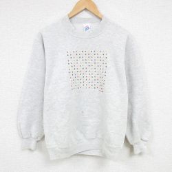 M★古着 ジャージーズ 長袖 スウェット メンズ 90年代 90s メッセージ クルーネック USA製 薄グレー 霜降り 25jan23 中古 スエット トレーナー トップス