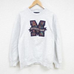 【50%OFF】XL★古着 ジャンスポーツ 長袖 スウェット メンズ 00年代 00s メイン 大学 刺繍 クルーネック 薄グレー 霜降り 【spe】 25jan24 中古 スエット トレーナー トップス