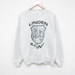 【20%OFF】L★古着 ジャージーズ 長袖 スウェット メンズ 90年代 90s 犬 クルーネック USA製 薄グレー 霜降り 25jan28 中古 スエット トレーナー トップス