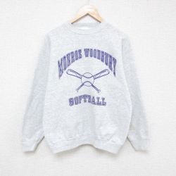 【20%OFF】L★古着 TULTEX 長袖 スウェット メンズ 90年代 90s ソフトボール クルーネック USA製 薄グレー 霜降り 25jan28 中古 スエット トレーナー トップス