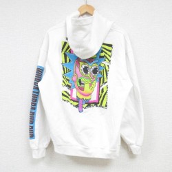 L★古着 長袖 スウェット パーカー メンズ アニメ リックアンドモーティ 白 ホワイト 25jan30 中古 スエット トレーナー トップス