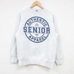 M★古着 フルーツオブザルーム 長袖 スウェット メンズ 00年代 00s SENIOR クルーネック 薄グレー 霜降り 25jan30 中古 スエット トレーナー トップス