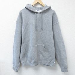 XL★古着 ラッセル 長袖 スウェット パーカー メンズ 00年代 00s 無地 大きいサイズ グレー 霜降り 25feb01 中古 スエット トレーナー トップス