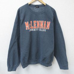 【50%OFF】XL★古着 MVスポーツ 長袖 スウェット メンズ マクレナン コミュニティ カレッジ 大きいサイズ クルーネック 濃グレー 霜降り 25feb01 中古 スエット トレーナー トップス