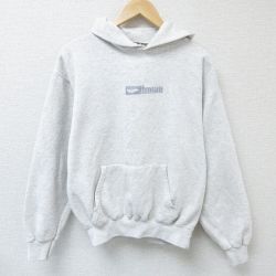 【20%OFF】L★古着 長袖 スウェット パーカー メンズ 00年代 00s ビッグロゴ 薄グレー 霜降り 25feb01 中古 スエット トレーナー トップス