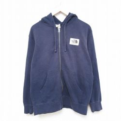 L★古着 ノースフェイス THE NORTH FACE 長袖 フルジップ スウェット パーカー メンズ ワンポイントロゴ 紺 ネイビー 25feb03 中古 スエット トレーナー トップス