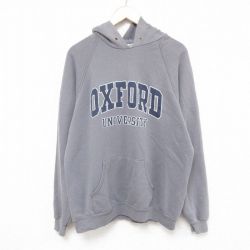 【50%OFF】L★古着 スクリーンスターズ 長袖 スウェット パーカー メンズ 00年代 00s オックスフォード 大学 ラグラン 濃グレー 25feb03 中古 スエット トレーナー トップス