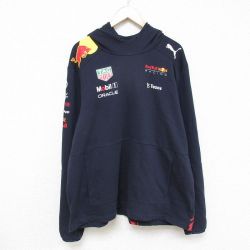 XL★古着 プーマ puma 長袖 スウェット パーカー メンズ レッドブル 大きいサイズ 濃紺 ネイビー 25feb03 中古 スエット トレーナー トップス