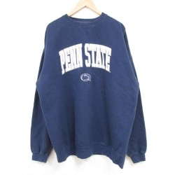 XL★古着 長袖 スウェット メンズ ペンシルベニア 大きいサイズ クルーネック 紺 ネイビー 25feb04 中古 スエット トレーナー トップス