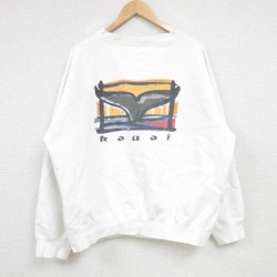 【50%OFF】XL★古着 長袖 スウェット メンズ 00年代 00s Rauai クルーネック 白 ホワイト 25feb06 中古 スエット トレーナー トップス