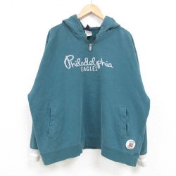 XL★古着 リーボック REEBOK 長袖 ハーフジップ スウェット パーカー メンズ 00年代 00s NFL フィラデルフィアイーグルス 大きいサイズ ラグラン 緑 グリーン アメフト スーパーボウル 25feb06 中古 スエット トレーナー トップス