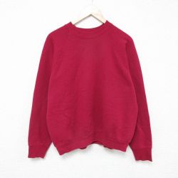 XL★古着 長袖 スウェット メンズ 00年代 00s 無地 ラグラン クルーネック エンジ 25feb07 中古 スエット トレーナー トップス