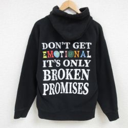 XL★古着 長袖 スウェット パーカー メンズ メッセージ 黒 ブラック 25feb08 中古 スエット トレーナー トップス