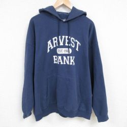 00s 長袖パーカー ARVEST BANK ネイビー XL | 古着
