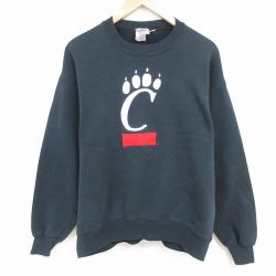 XL★古着 ジャージーズ 長袖 スウェット メンズ 00年代 00s 刺繍 クルーネック 黒 ブラック 25feb07 中古 スエット トレーナー トップス