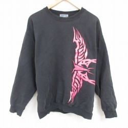 【50%OFF】XL★古着 ヘインズ Hanes 長袖 スウェット メンズ 00年代 00s フラッシュポイント クルーネック 黒 ブラック 25feb07 中古 スエット トレーナー トップス