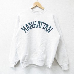 M★古着 ラコステ LACOSTE 長袖 ブランド スウェット メンズ 00年代 00s マンハッタン クルーネック 薄グレー 霜降り 25feb08 中古 スエット トレーナー トップス
