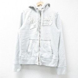 M★古着 アバクロンビー Abercrombie&fitch 長袖 フルジップ スウェット パーカー メンズ ビッグロゴ 薄グレー 霜降り 25feb08 中古 スエット トレーナー トップス
