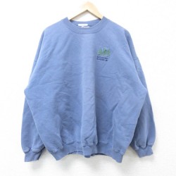 XL★古着 長袖 スウェット メンズ 00年代 00s 木 大きいサイズ クルーネック 薄紺 ネイビー 25feb08 中古 スエット トレーナー トップス