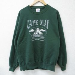 【50%OFF】XL★古着 ジャージーズ 長袖 スウェット メンズ 90年代 90s CAPE MAY クルーネック USA製 緑 グリーン 25feb10 中古 スエット トレーナー トップス