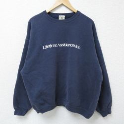 【50%OFF】XL★古着 リー Lee 長袖 スウェット メンズ 00年代 00s Lifetime 大きいサイズ クルーネック 紺 ネイビー 25feb10 中古 スエット トレーナー トップス