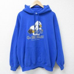 【50%OFF】XL★古着 長袖 スウェット パーカー メンズ 00年代 00s ワシ 青 ブルー 25feb10 中古 スエット トレーナー トップス