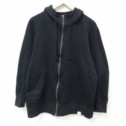 XL★古着 アディダス adidas 長袖 フルジップ スウェット パーカー メンズ ワンポイントロゴ コットン 黒 ブラック 25feb12 中古 スエット トレーナー トップス