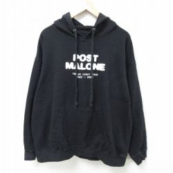 XL★古着 長袖 ヒップホップ ラップ スウェット パーカー メンズ ポストマローン 大きいサイズ 黒 ブラック 25feb12 中古 スエット トレーナー トップス