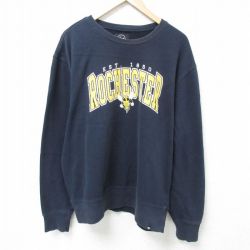 【50%OFF】XL★古着 長袖 スウェット メンズ ロチェスター 大きいサイズ クルーネック 黒 ブラック 25feb12 中古 スエット トレーナー トップス