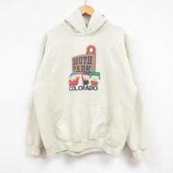 L★古着 長袖 スウェット パーカー メンズ サウスパーク ベージュ カーキ 25feb13 中古 スエット トレーナー トップス