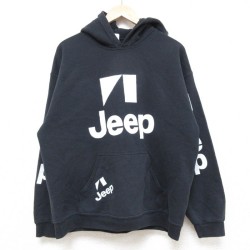 L★古着 長袖 スウェット パーカー メンズ ジープ 黒 ブラック 25feb13 中古 スエット トレーナー トップス
