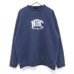 【50%OFF】XL★古着 長袖 スウェット メンズ 00年代 00s NBC ニューヨーク クルーネック カナダ製 紺 ネイビー 25feb13 中古 スエット トレーナー トップス