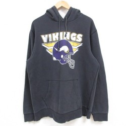 L★古着 ジャンクフード JUNK FOOD 長袖 スウェット パーカー メンズ 00年代 00s NFL ミネソタバイキングス 黒 ブラック アメフト スーパーボウル 25feb15 中古 スエット トレーナー トップス