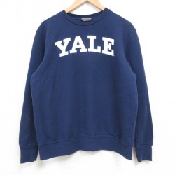 M★古着 長袖 スウェット メンズ YALE イエール クルーネック 紺 ネイビー 25feb15 中古 スエット トレーナー トップス