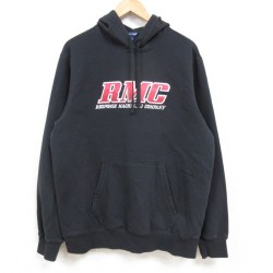 【50%OFF】L★古着 長袖 スウェット パーカー メンズ RMC 黒 ブラック 25feb15 中古 スエット トレーナー トップス