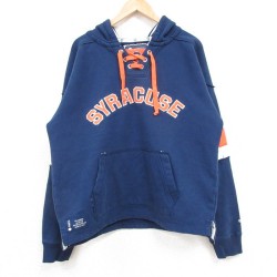L★古着 長袖 スウェット パーカー メンズ シラキュース Vネック 紺 ネイビー 25feb15 中古 スエット トレーナー トップス