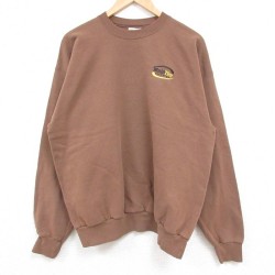 L★古着 ヘインズ Hanes 長袖 スウェット メンズ 00年代 00s MainTire クルーネック 茶 ブラウン 25feb15 中古 スエット トレーナー トップス