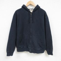 XL★古着 エルエルビーン LLBEAN 長袖 フルジップ スウェット パーカー メンズ ワンポイントロゴ クルーネック 黒 ブラック 25feb17 中古 スエット トレーナー トップス