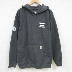 XL★古着 カーハート Carhartt 長袖 スウェット パーカー メンズ WEEKS 大きいサイズ 濃グレー 霜降り 25feb17 中古 スエット トレーナー トップス