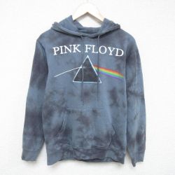 【50%OFF】S★古着 長袖 ロック バンド スウェット パーカー メンズ PINK FLOYD ピンクフロイド 薄紺 ネイビー タイダイ 25feb17 中古 スエット トレーナー トップス