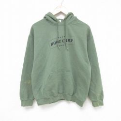 【50%OFF】M★古着 長袖 スウェット パーカー メンズ 00年代 00s BOOT CAMP 緑 グリーン 25feb18 中古 スエット トレーナー トップス