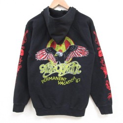 S★古着 長袖 ロック バンド スウェット パーカー メンズ エアロスミス 黒 ブラック 25feb19 中古 スエット トレーナー トップス